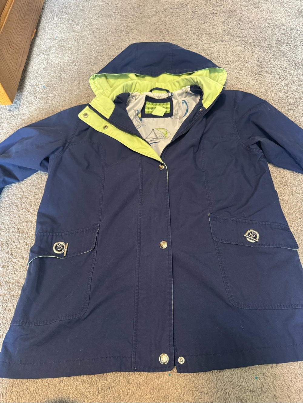 Navy Utility Jacket with Lime Trim Hood